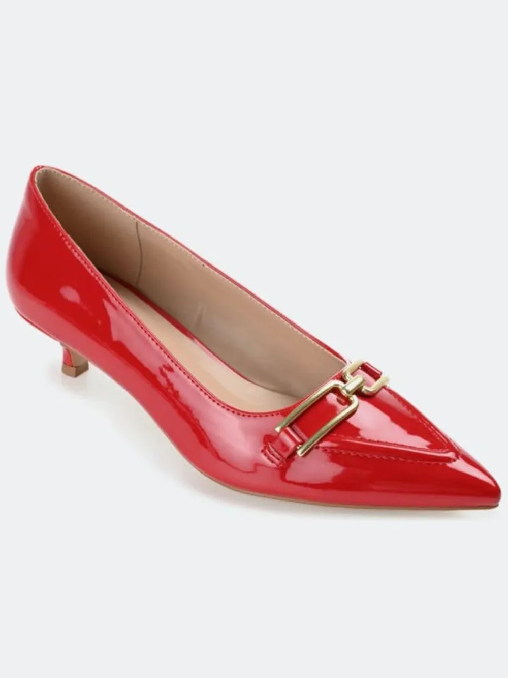 Women's Journee Collection Rumi Pointed Toe Kitten Heel Pumps - Red - 9 - NIB
